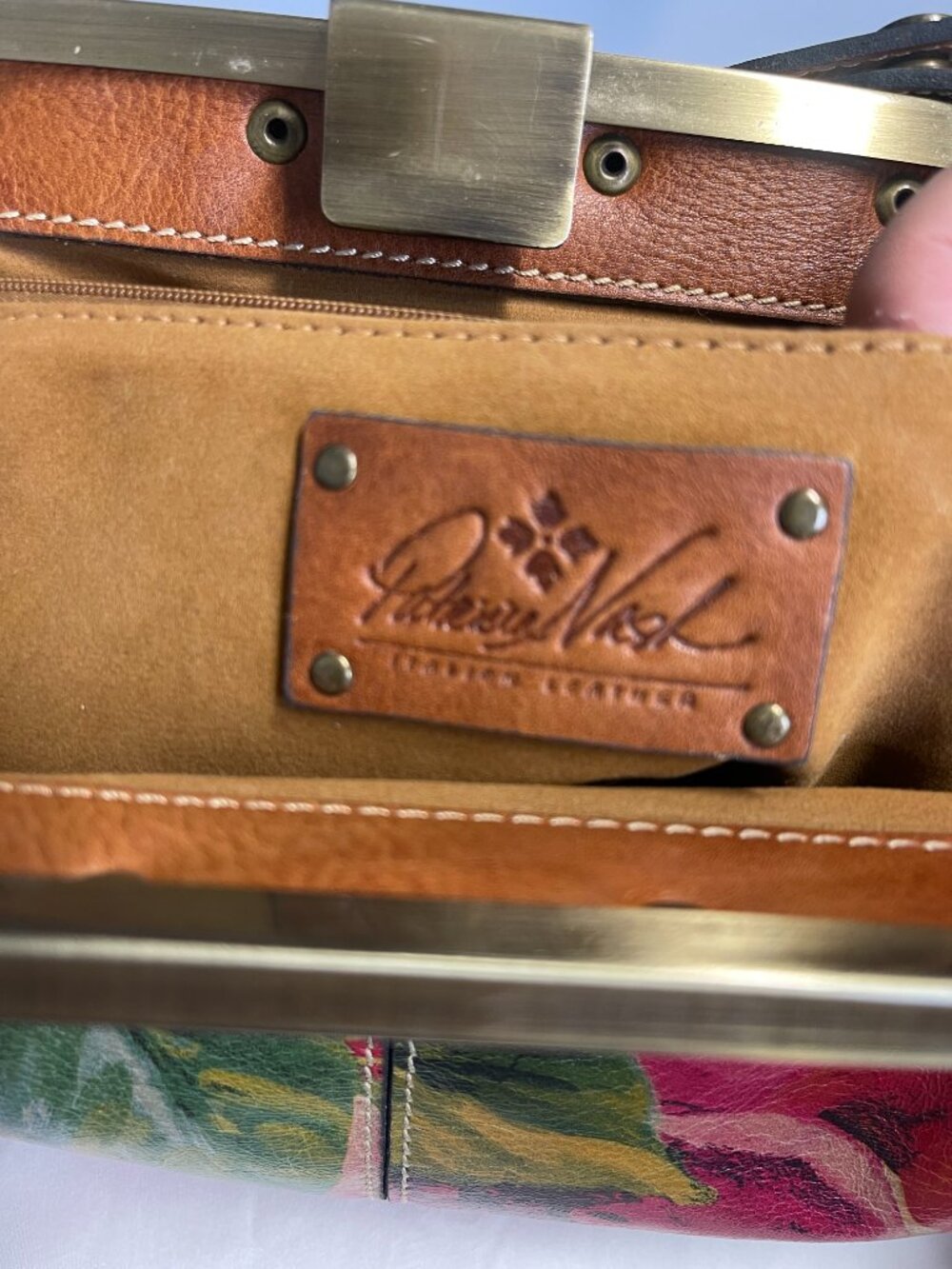 Patricia Nash Ferrara Floral Italian Leather Frame Satchel - Picture 5 of 12